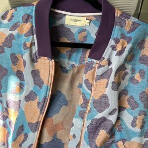 Eleven Paris Blue and Purple Patterned Bomber Jacket